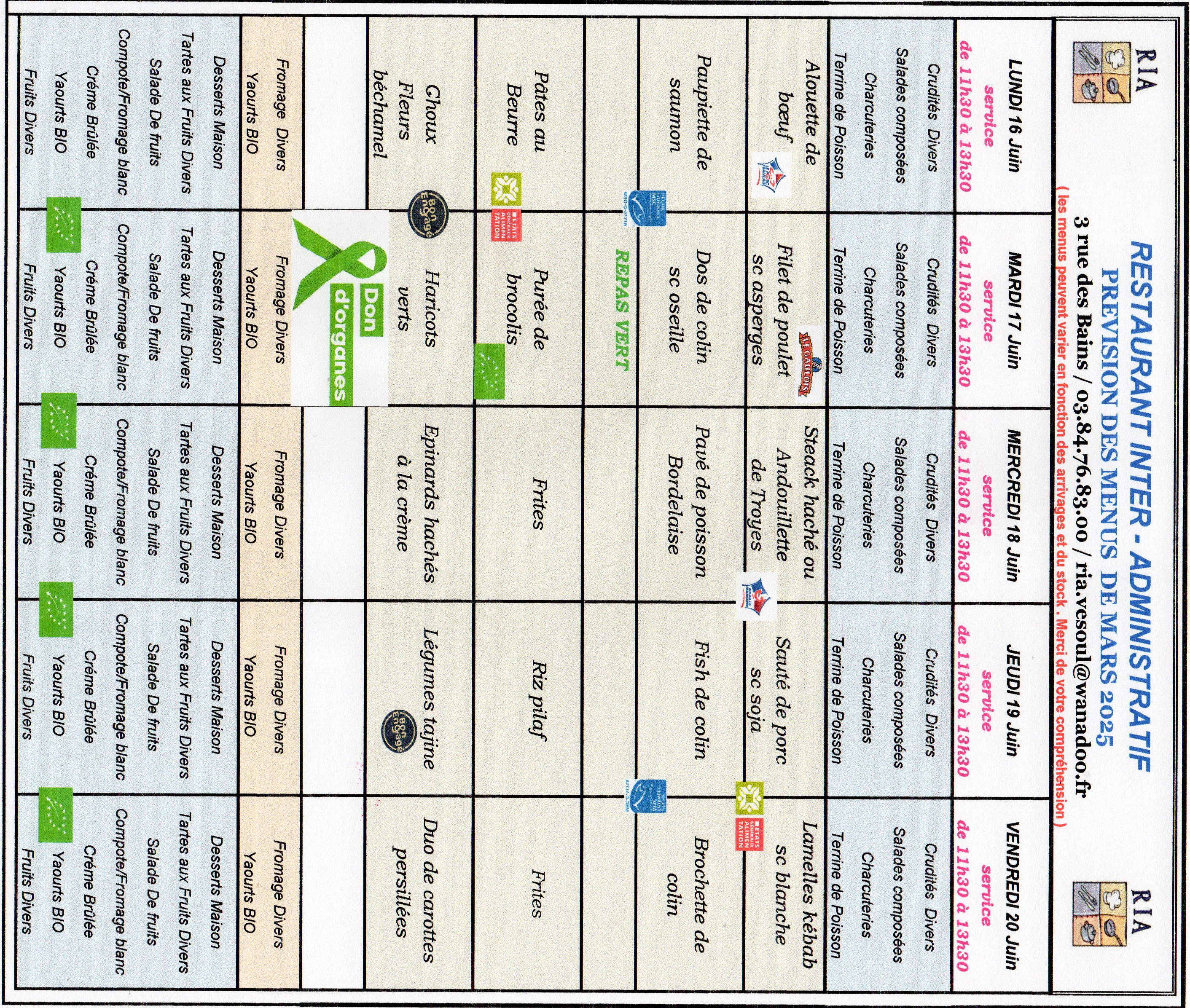 Menus juin 3